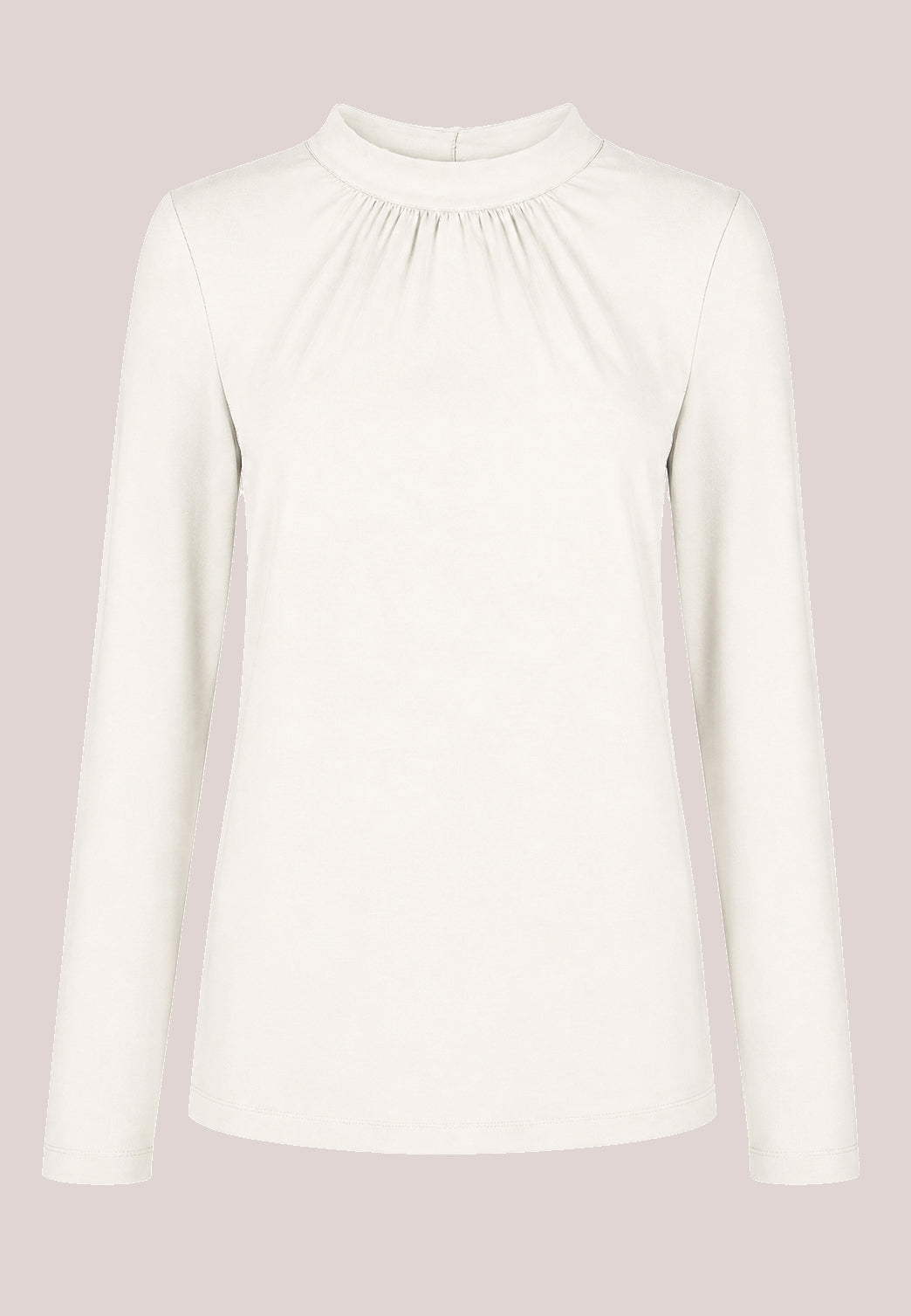 Shirt, Modell Holly in Creme mit hochgeschlossenem Kragen und langen Ärmeln