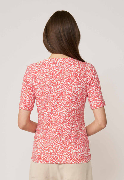 Shirt, Modell Vinnie mit kurzem Arm, floralen Muster und angenehm leichtem, elastischem Stoff für komfortablen Sitz