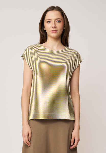 Shirt, Modell Kim in feinem Streifenmuster mit kurzem Arm und leichtem, entspanntem Schnitt für sommerlichen Komfort