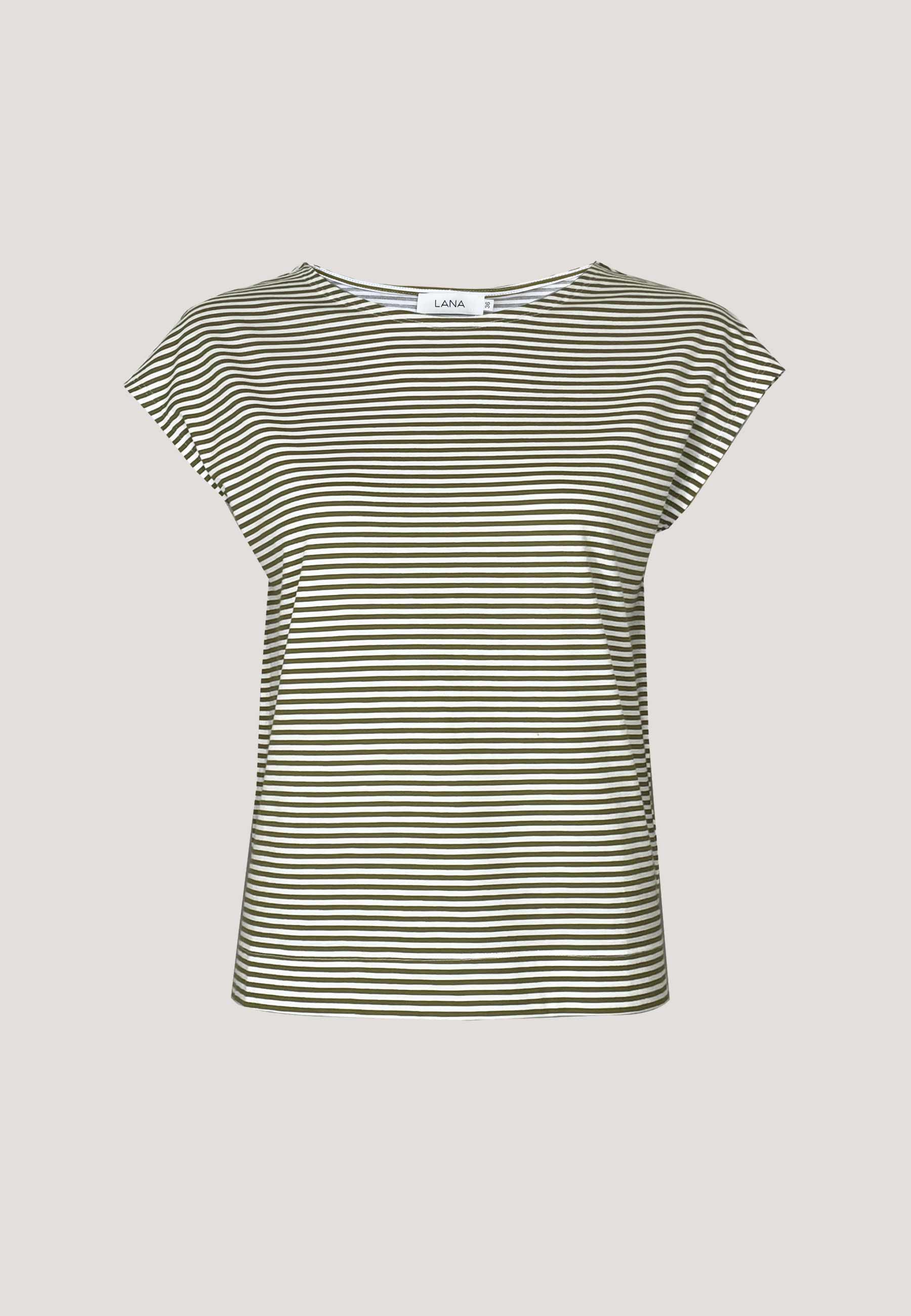 Shirt, Modell Kim mit feinem Streifenmuster, kurzen Ärmeln und geradem Schnitt aus softem Material