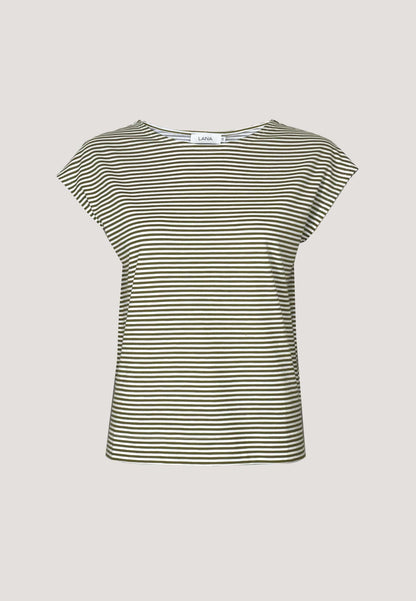 Shirt, Modell Kim mit feinem Streifenmuster, kurzen Ärmeln und geradem Schnitt aus softem Material