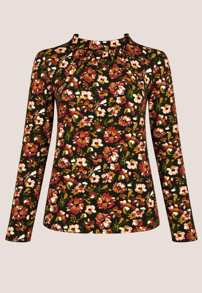 Shirt, Modell Holly mit buntem Blumenmuster und langen Ärmeln